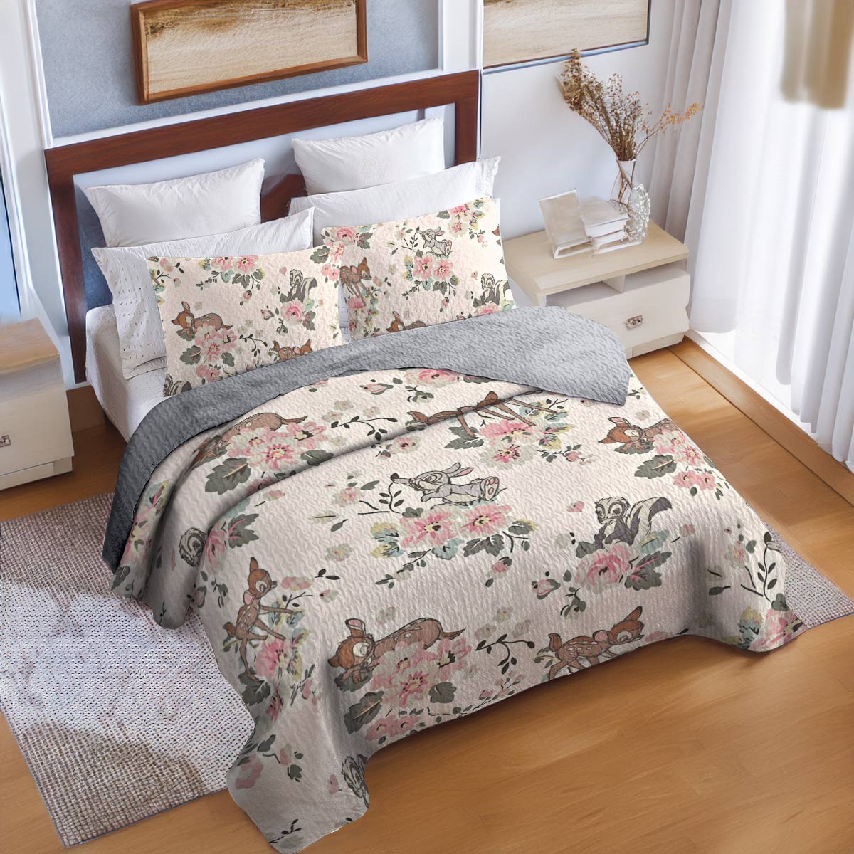 Shineful All Season Quilt 3-Piece Set Floral Bambi