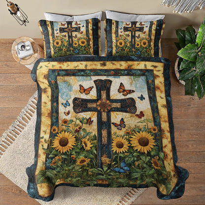 Shineful All Season Quilt 3-Piece Set Eden’s Cross Comforter