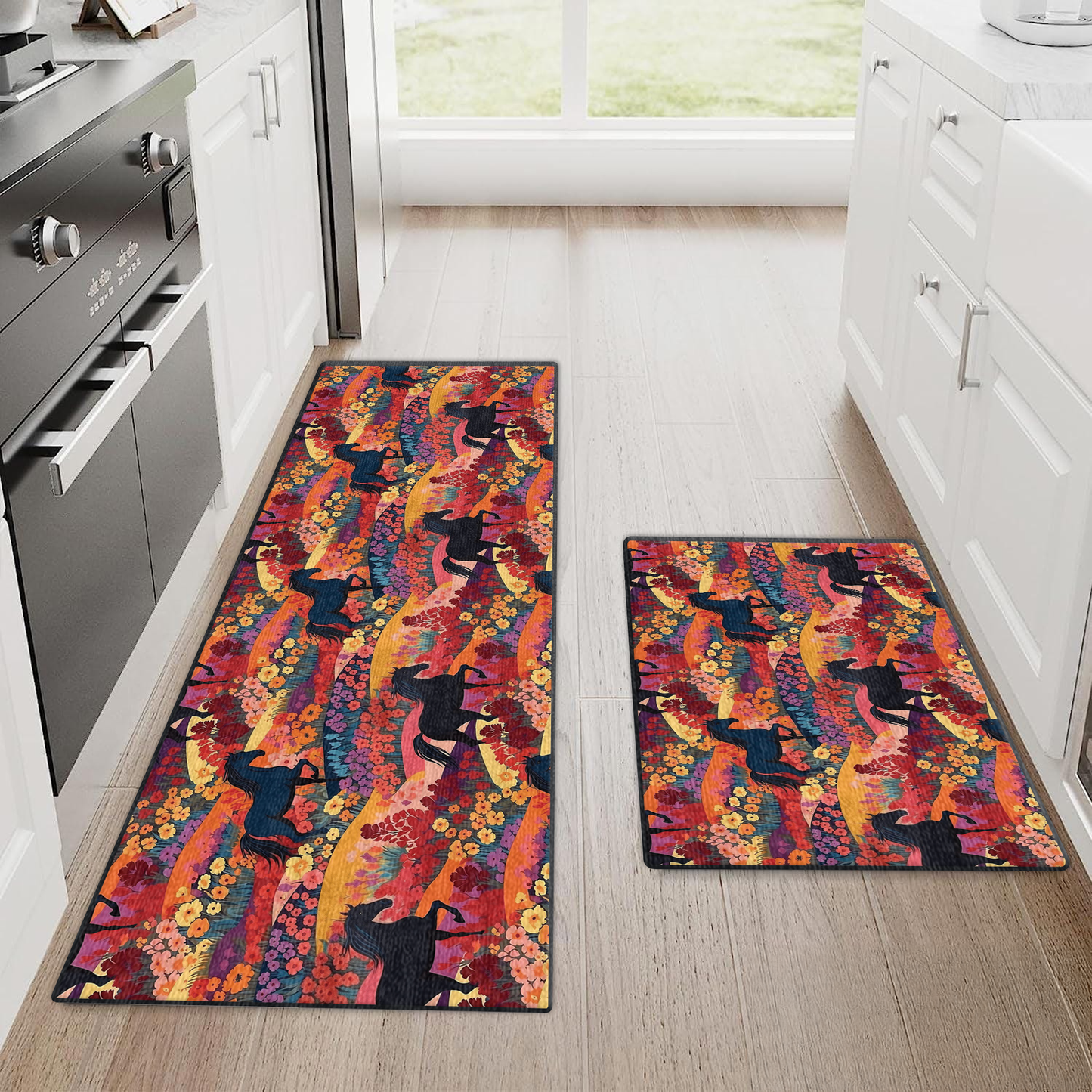 Shineful Ultra-Thin Non Skid Floor Mat, Kitchen Rugs Equestrian Dreams