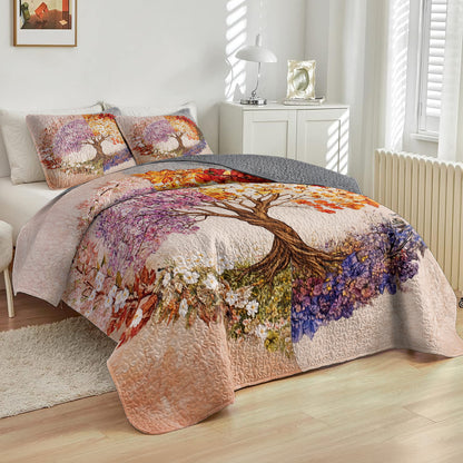 Shineful All Season Quilt 3-Piece Set Four Seasons Tree