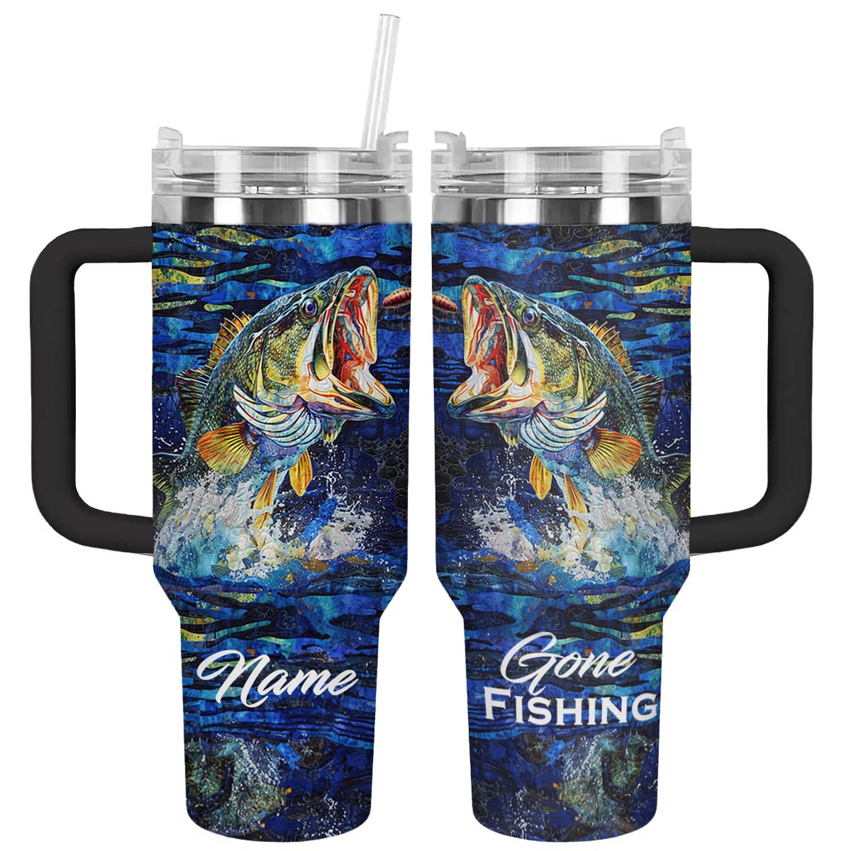 Shiny Tumbler Personalisiert Gone Fishing Forellenbarsch