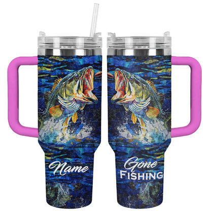 Shineful Tumbler Personalized Gone Fishing Largemouth Bass