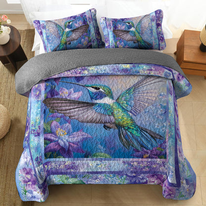 Shineful All Season Quilt 3-teiliges Set Kolibri &amp; Lila Flieder