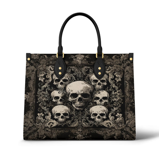 Sac en cuir brillant avec tête de mort gothique Majesty