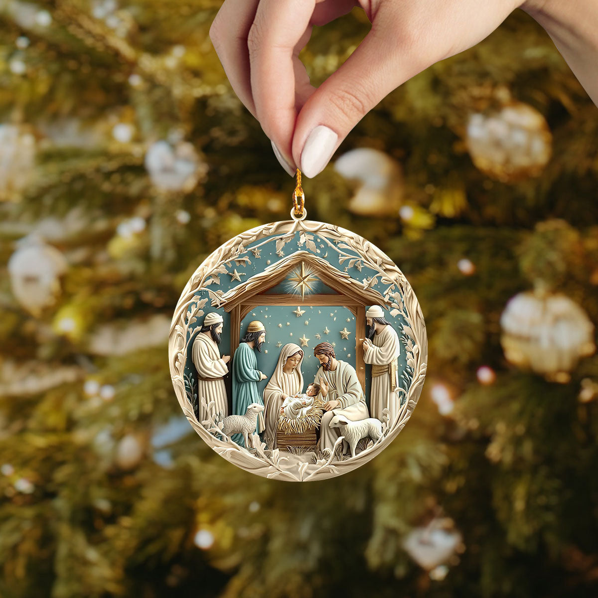 Shineful 2D Acrylic Ornament - Starry Night Adoration Nativity