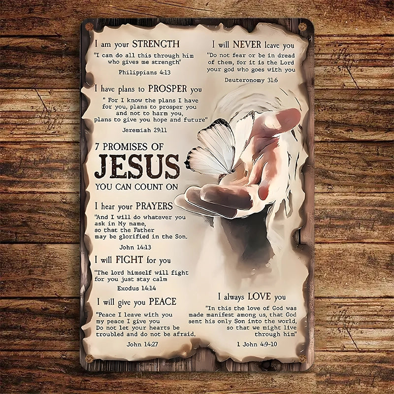 Shineful 2D Metal Sign 7 Promises of Faith Christ