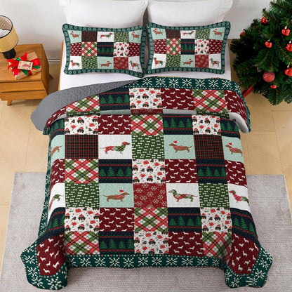 Shineful All Season Quilt 3-Piece Set Dachshund Christmas