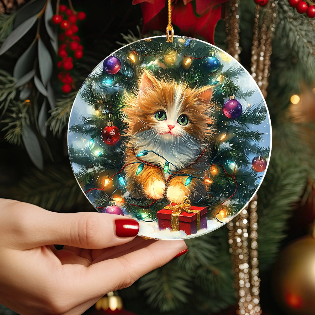 Shineful Acrylic Ornament Under the Tree with Christmas Kitty