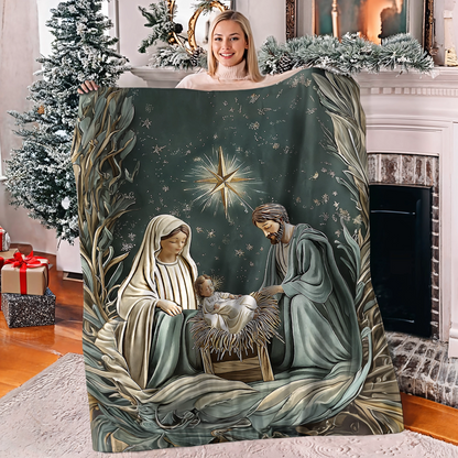 Shineful Fleece Blanket Divine Silent Night Nativity