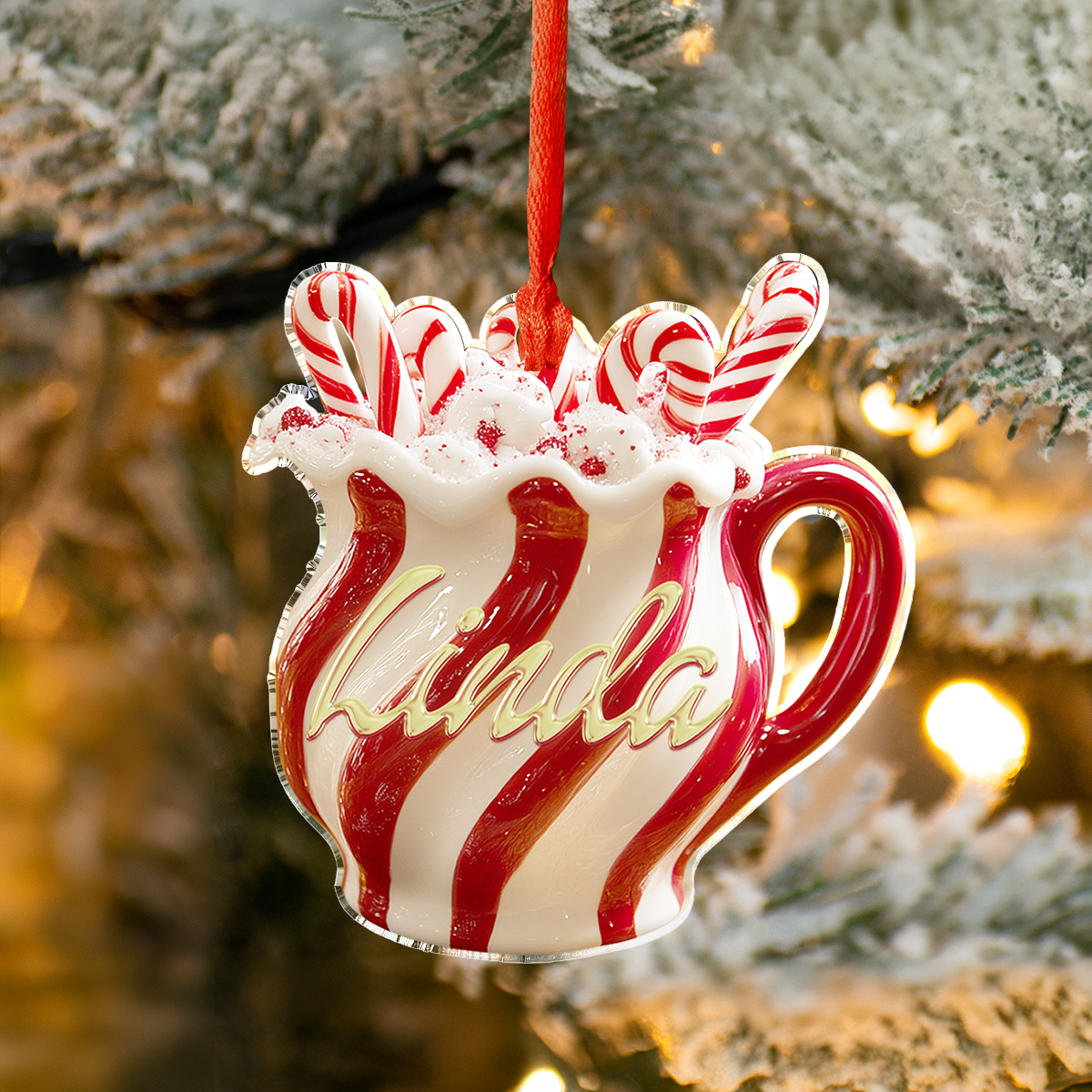 Shineful Personalisierte 2D Acryl Ornament Charmante Weihnachten Festliche Tasse