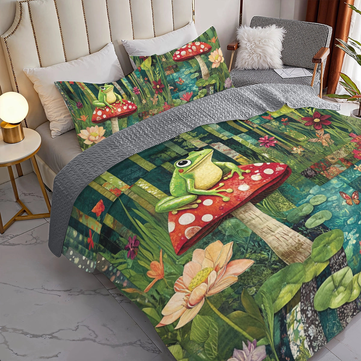 Shineful All Season Quilt 3-Piece Set Froggie's Forest