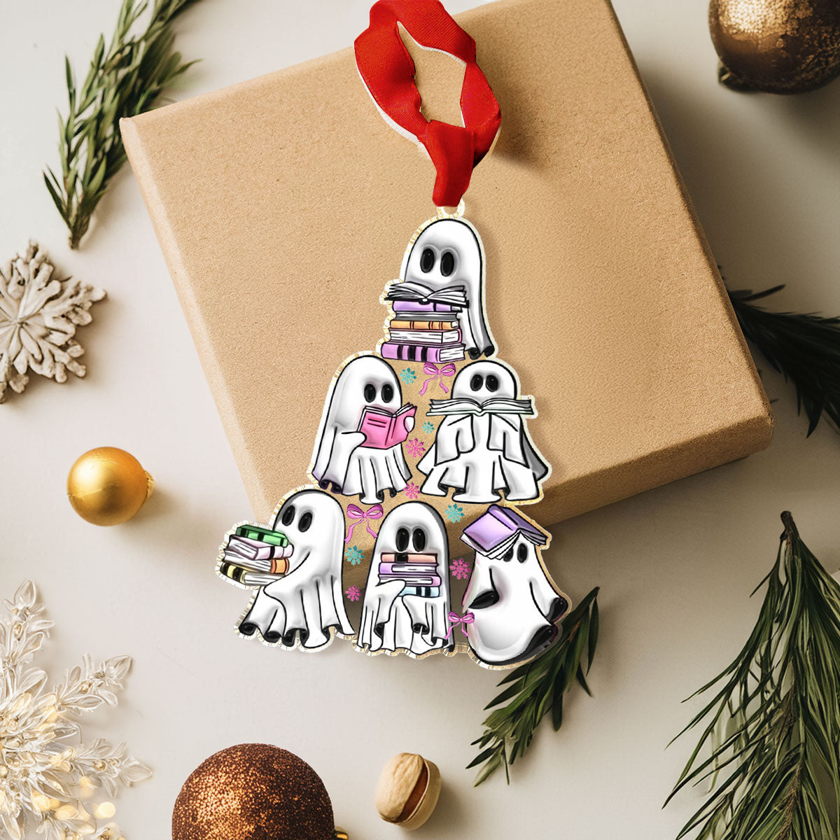 Shineful 2D Acrylic Ornament - Spooky Bookish Ghost