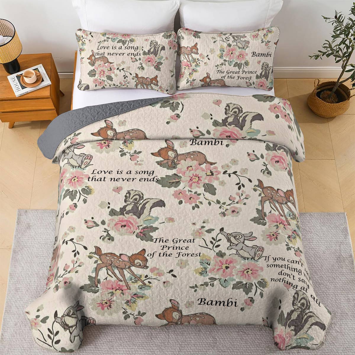 Shineful All Season Quilt 3-Piece Set Love Bambi