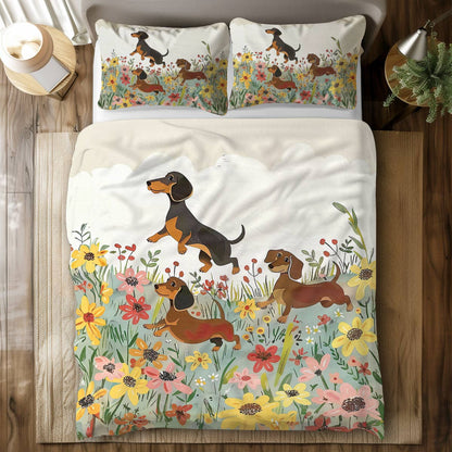 Shineful 3 Pieces Duvet Cover Set Dachshund Delight