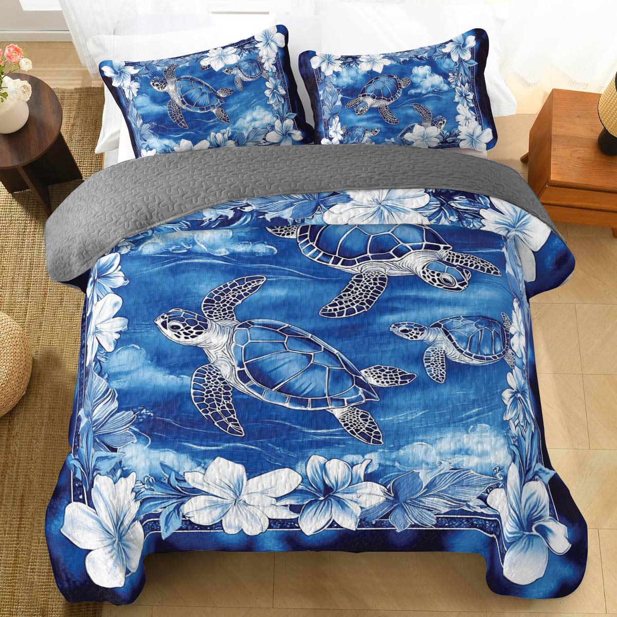 Shineful All Season Quilt 3-Piece Set Sea Turtle Paradise