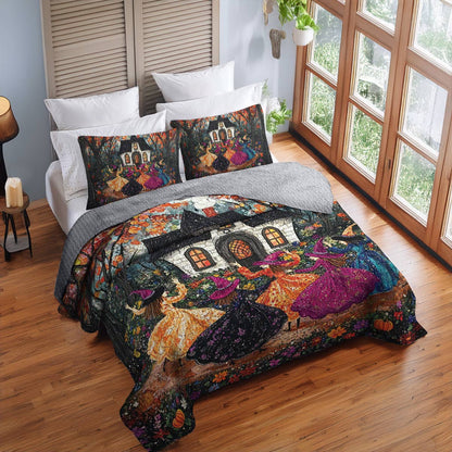 Shineful All Season Quilt 3-Piece Set Dancing Witches