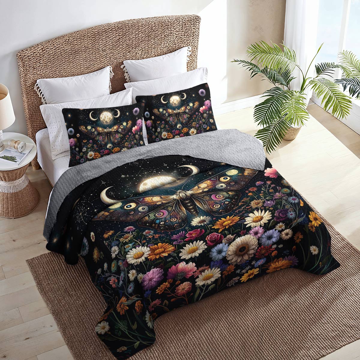 Shineful All Season Quilt 3-Piece Set Enchanted Moth