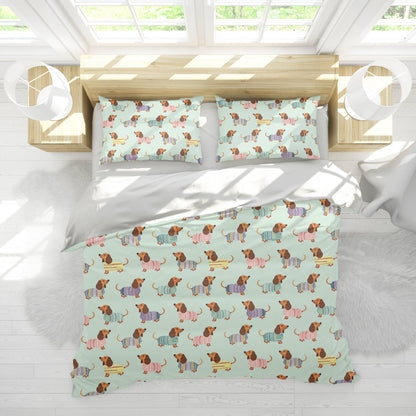 Shineful 3 Pieces Duvet Cover Set Colorful Dachshunds