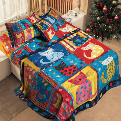 Shineful 4-Piece Bed Sheet Set Purrfect Pals