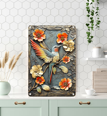 Shineful 2D Metal Sign Hummingbird Blossom