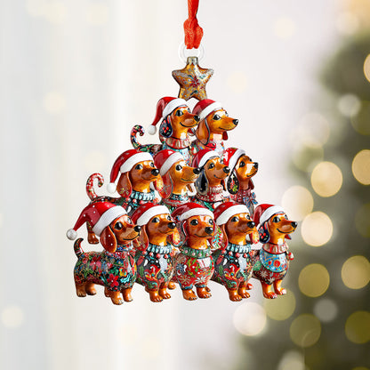 Shineful 2D Acrylic Ornament - Dachshund Christmas Tree