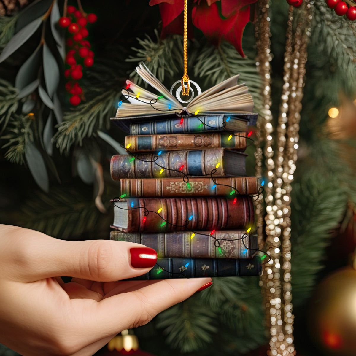 Shineful 2D Acrylic Ornament - Book Lover's Holiday