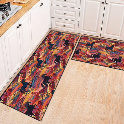 Shineful Ultra-Thin Non Skid Floor Mat, Kitchen Rugs Equestrian Dreams