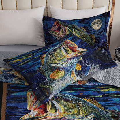 Shineful All Season Quilt 3-Piece Set The Sun The Moon Largemouth Bass