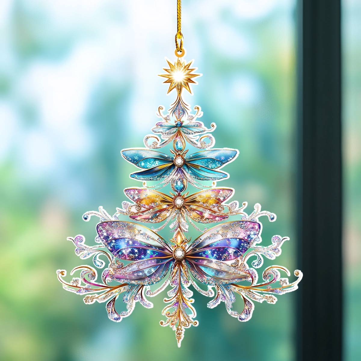 Glänzendes 2D Acryl Ornament Himmlische Libelle Weihnachten