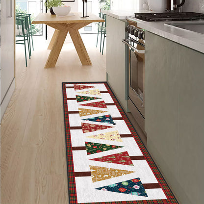 Shineful Ultra-Thin Non Skid Floor Mat, Kitchen Rugs Christmas Tree Happy