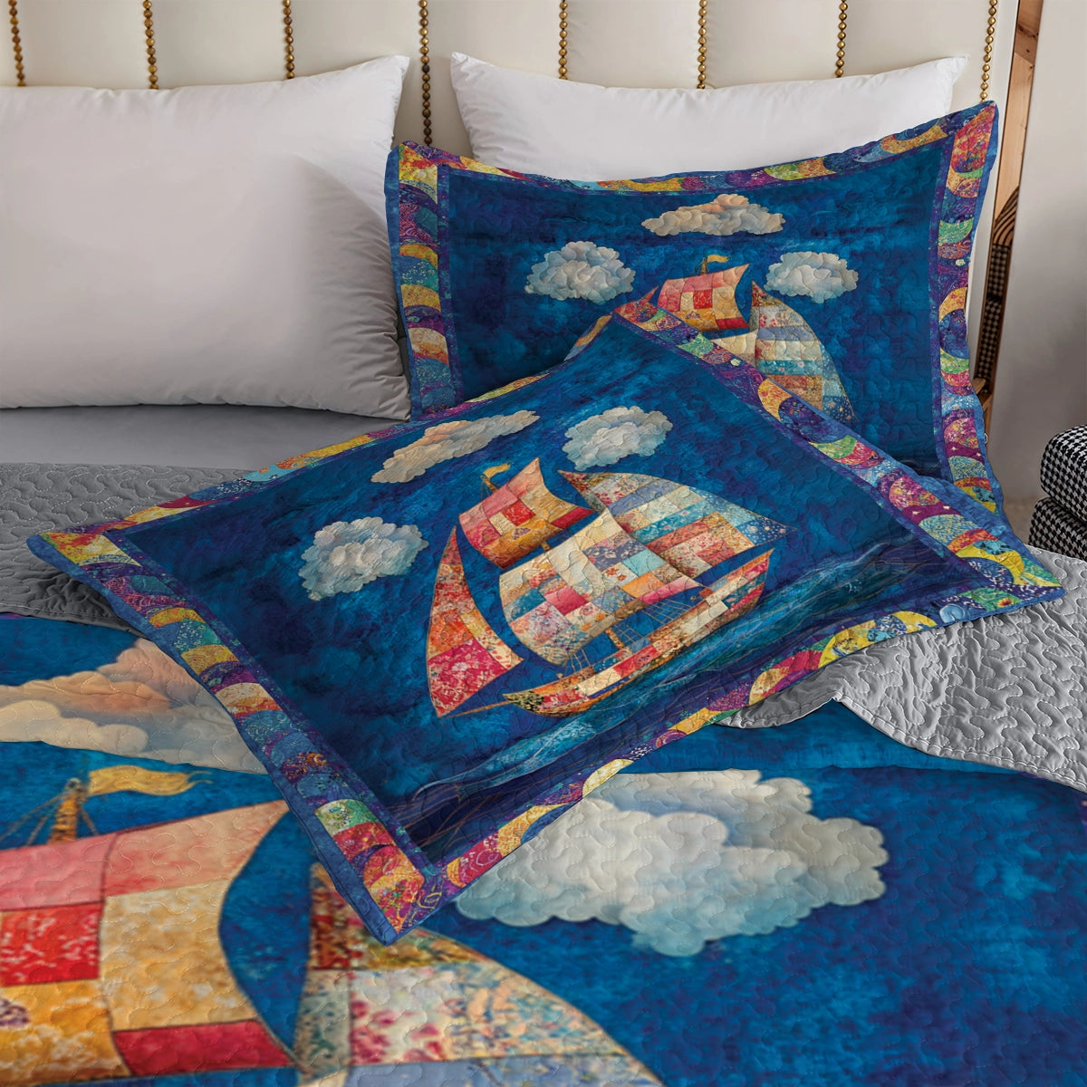 Shineful All Season Quilt 3-Piece Set - Patchwork Sailing Dream