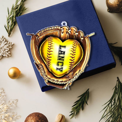 Shineful 2D Acrylic Ornament Personalized Softball Heart