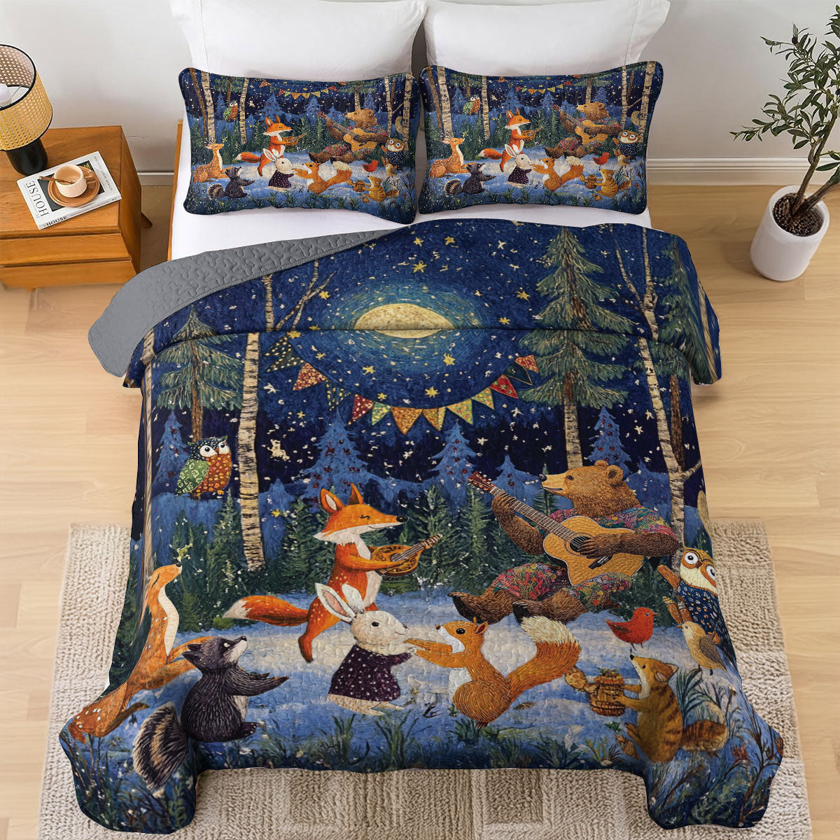 Shineful All Season Quilt 3-Piece Set Forest Festival Night