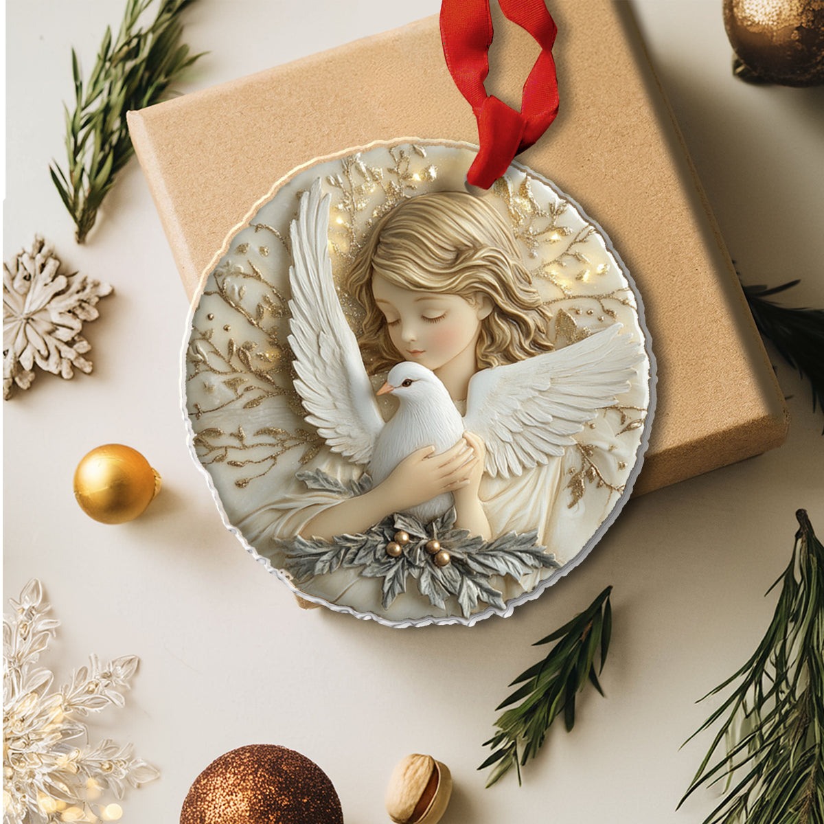 Shineful 2D Acrylic Ornament - Angel of Peace with Dove