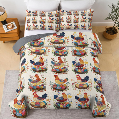 Shineful All Season Quilt 3-Piece Set - Chicken & Egg Nest