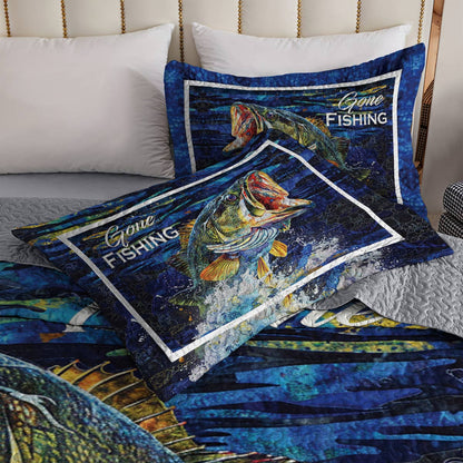 Shineful All Season Quilt 3-Piece Set Gone Fishing Largemouth Bass