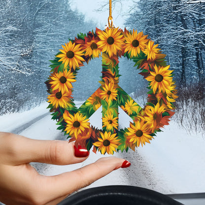 Shineful 2D Acrylic Ornament - Sunflower Peace Sign