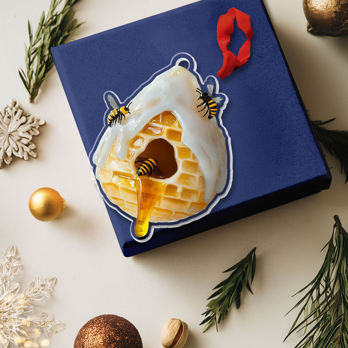 Glänzendes 2D-Ornament aus Acryl – Hive &amp; Honey Holiday Collection 