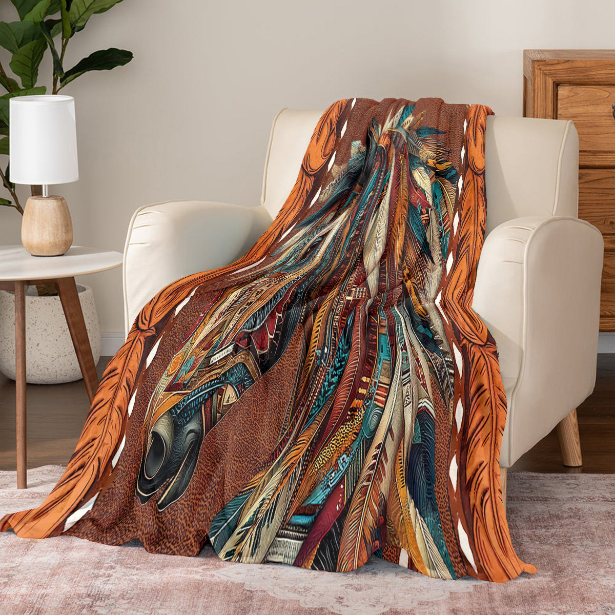 Shineful Fleece Blanket Tribal Horse Majesty