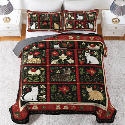 Shineful All Season Quilt 3-Piece Set Winter Catscape