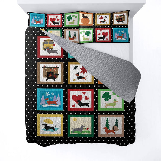 Shineful All Season Quilt 3-Piece Set Dachshund Days