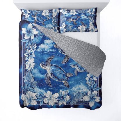 Shineful All Season Quilt 3-Piece Set Sea Turtle Paradise