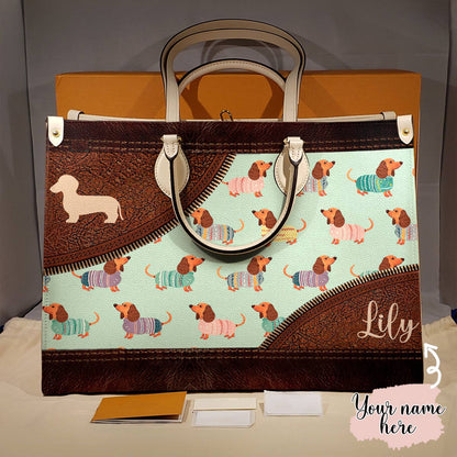 Shineful Leather Bag Dog Personalized Leather Bag Shineful Dachshund Mom