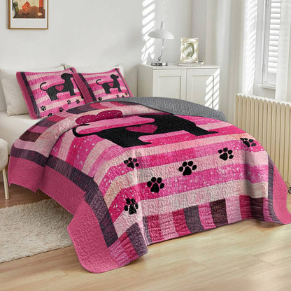 Shineful All Season Quilt 3-Piece Set Pink Dachshund