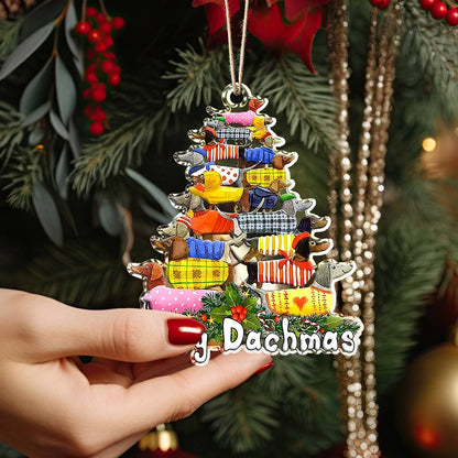 Shineful 2D Acrylic Ornament Festive Dachshund Stack