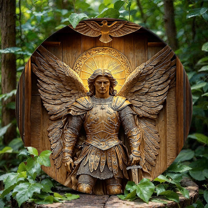 Shineful 2D Wooden Plaque, Hanging Decor, Door Sign Archangel Michael Warrior