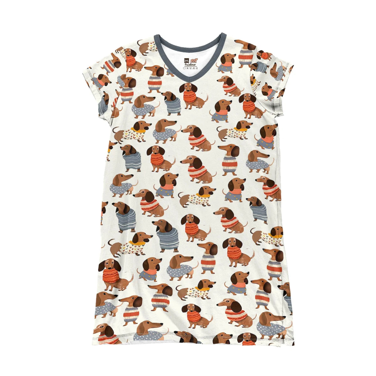 Shineful V-neck Nightshirts Dachshund Cuteness Overload