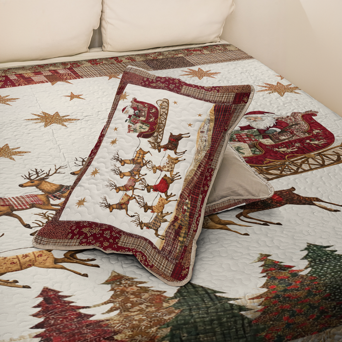 Shineful All Season Quilt 3-Piece Set Magical Santa Sleigh