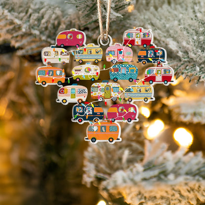 Shineful Acrylic Ornament Festive Camper Caravan