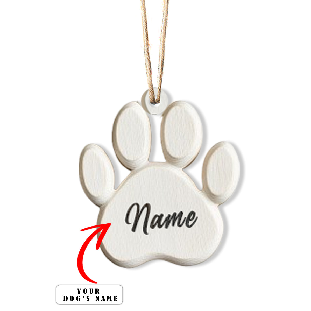 Glänzendes personalisiertes 2D-Acryl-Ornament – Pfotenabdruck